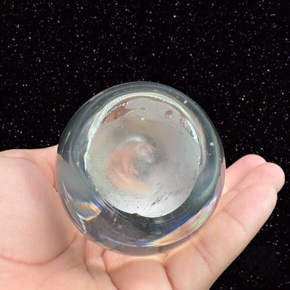 Clear Art Glass Paperweight Figurine With Swirls Inside Small Bubbles 3.5"T 2.5" - Picture 4 of 9